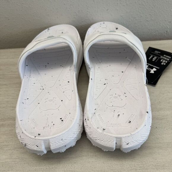 Under Armour Men Sz 11 UA The Rock Project 3 Slide White Halo Grey - Picture 8 of 11